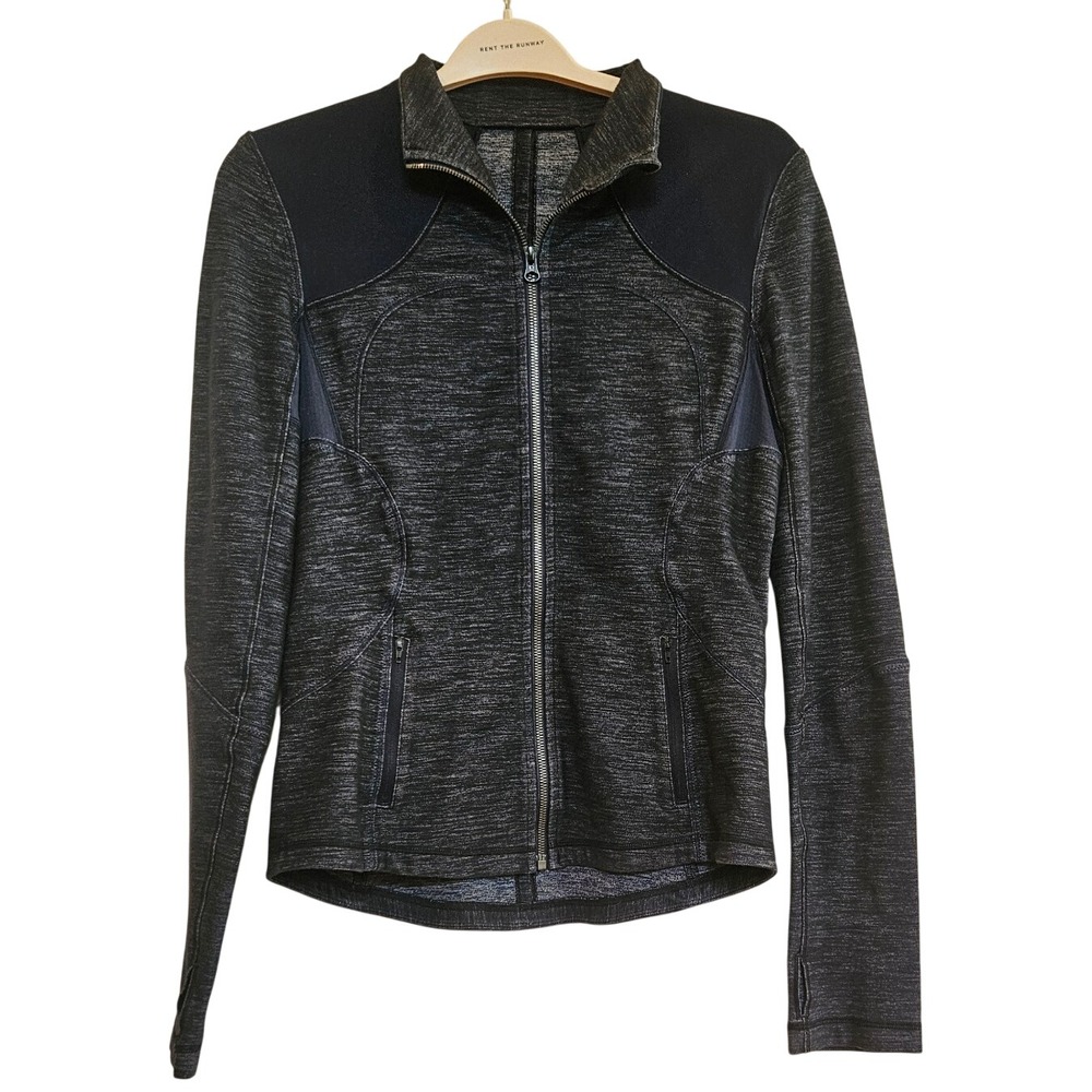 Lululemon Forme Space Dye Full Zip Athletic Jacket Mock Neck Thumbholes Size 10‎